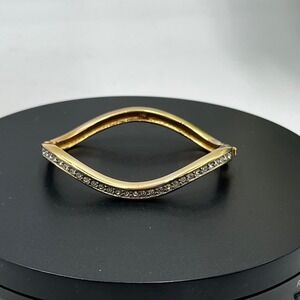 Swarovski Vintage SAL Organic Wave Curved Channel Set Crystal Bangle Bracelet